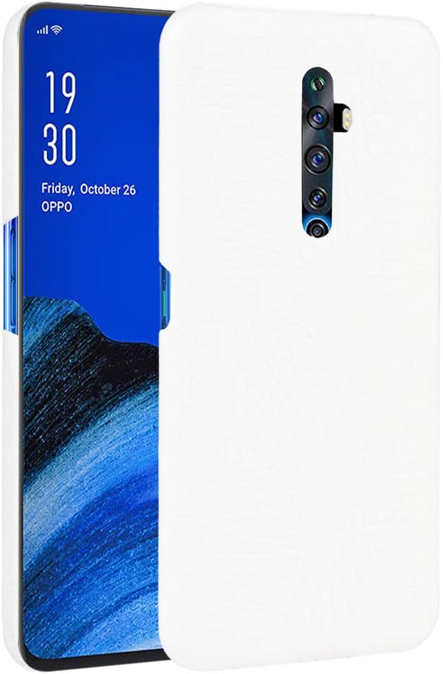 INSOLKIDON Compatible with Oppo Reno 2Z Case PC Hard Back Cover Phone Protective Shell Protection Non-Slip Scratchproof Protective case Leather Hard Shell (White)