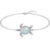 Fenthring Sea Turtle Anklet Turtle Ankle Bracelets for Women Tree of Life Summer Turtle Anklets Sterling Silver 925 Beach Ocean Theme