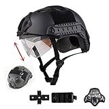 iMeshbean Multifunctional Tactical Helmet Fast Helmet Set: PJ Type Helmet ,Airsoft half mask Low Price Version (Black)
