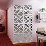 Clearance Tuscom 1 Set 32Pcs Mirror Acrylic Wall Sticker,for DIY Art Home Room Decal Removable Wall Sticker, 800X200X10mm (Silver)