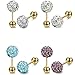 LOYALLOOK 4 Pairs Stainless Steel Tragus Earrings Crystal Cartilage Earring Set for Men Women Gold Tone 7MM