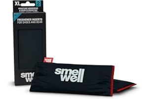 SmellWell - XL Scented Shoe Deodorizer Inserts - Odor Eliminators - Activated Bamboo Charcoal + Minerals - Natural Freshener Inserts for Shoes, Boots, Bags, Cars - 2 x 4.4oz XL Size Black