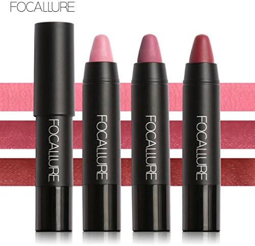 Fheaven 3Piece /Set FOCALLURE Long-lasting Red Velvet Matte Pencil Lipstick Crayon Makeup (A)