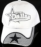 Dallas City Bent Brim Adjustable One Size Baseball Caps, Hats & Headwear (White-Star on Brim)