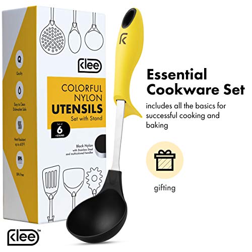 Klee 6-Piece Colorful Nylon Kitchen Utensil Set with Stand