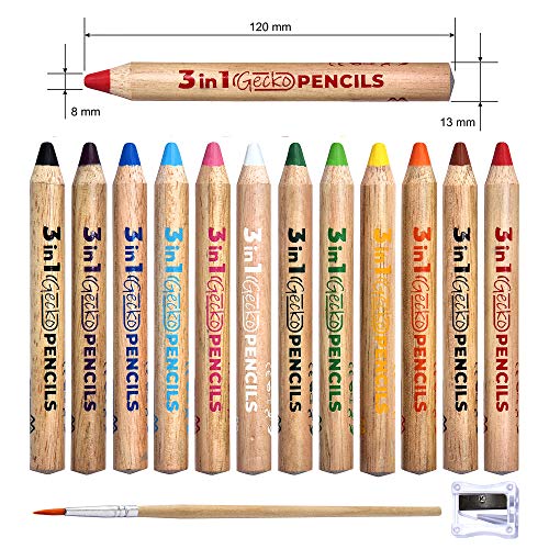 colozoo 3 in 1 Color Pencils 12 Colors Set inc. Brush and Sharpener