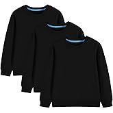 Shouldin 3-Pack Kids and Toddlers' Crewneck Sweatshirts Medium Weight Solid Long Sleeve Pullover Tops for Boys and Girls