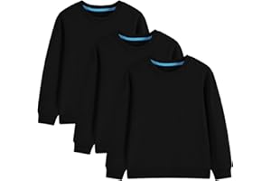 Shouldin 3-Pack Kids and Toddlers' Crewneck Sweatshirts Medium Weight Solid Long Sleeve Pullover Tops for Boys and Girls