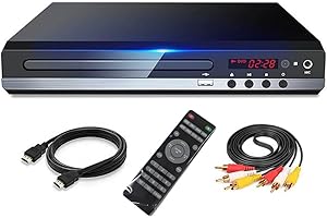 Kecung DVD Player 1080P HD Home DVD Player Box for TV All Region Free DVD CD-Disk Player AV-Output EVD Player-US Plug