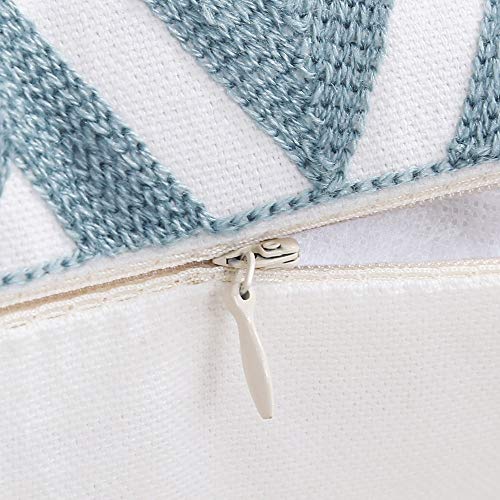 Homyall Square Pure Cotton Embroidered Cushion Cover 18x18 Inch Decorative Throw Pillow Cover Purified Cotton Embroidery Dimetric Cushion Cover for Couch Sofa Bed, 1 Piece (Blue-Square)