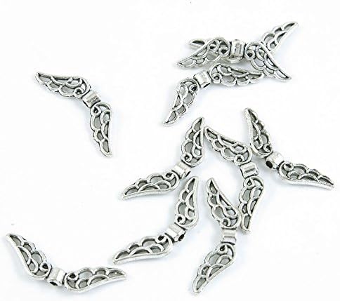150 Pieces Antique Silver Tone Jewelry Making Charms Supply ZY2476 Angel Wings Loose Beads