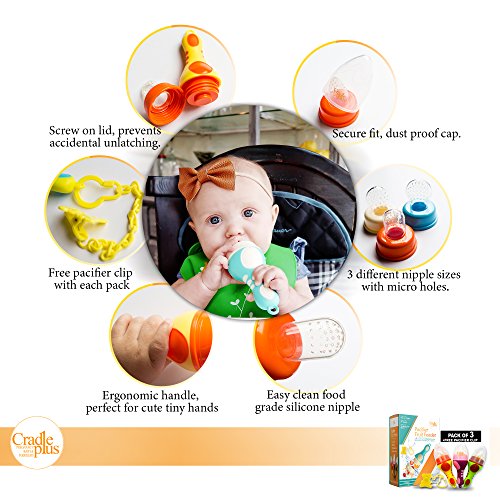 image for Baby Fruit Feeder Pacifier (3 Pack) | baby Food feeder | fresh fruit T