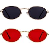 GIFIORE Oval Sunglasses Vintage Retro 90s Sunglasses Trendy Designer Glasses for Women Men
