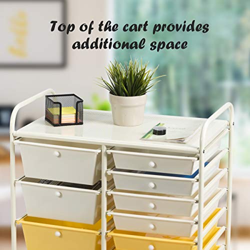 Giantex 15Drawer Organizer Cart Office School Storage Cart Rolling