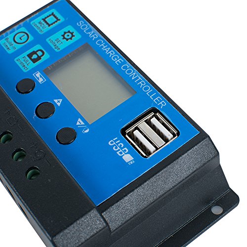 image for Vinmax Dual USB Voltage Solar Charge Controller,12V/24V LCD Display PV