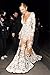 White Long Sleeve Deep V-Neck Floral Lace Mesh Sexy Night Ball Gown Maxi Dress