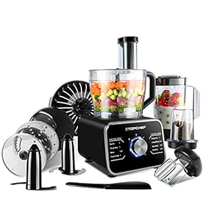 Food-Processor-Topchef-1100W-Multifunctional-Food-Processor-Blender-Chopper-Mixer-Grinder-Citrus-Juicer-Knead-Dough-Blades-Shredder-Slicing-Attachments-and-32L-Bowl-15L-Blender-Jug Food Processor Topchef 1100W Multifunctional Food Processor- Blender, Chopper, Mixer, Grinder, Citrus Juicer, Knead Dough Blades, Shredder, Slicing Attachments and 3.2L Bowl 1.5L Blender Jug
