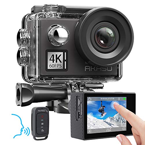 AKASO V50 Elite 4K 60fps Touch Screen WiFi Action Camera Voice Control EIS 40m Underwater Waterproof Camera Adjustable View Angle 8X Zoom Remote Control Sports Camera with Helmet Accessories Kit