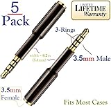 Josi Minea x 5 Pcs 3.5mm Audio Jack Extender Headphone Adapter with Gold Plated 4-Pole Connectors for Apple iPhone 6/6S/6+/5S/5 iPad Samsung Galaxy S6/S5 Note & Most Smartphones & Tablets [ 5 Pack ]