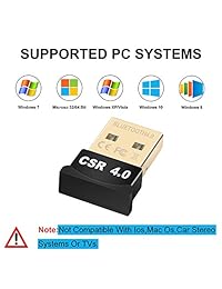 USB Bluetooth 4.0 adaptador, yeung Qee Bluetooth receptor inalámbrico CSR4.0 Bluetooth adaptador compatible con Windows 10,8.1 8,7, vista, xp, 32 64 bit para computadora de sobremesa, computadora portátil, ordenadores, Negro