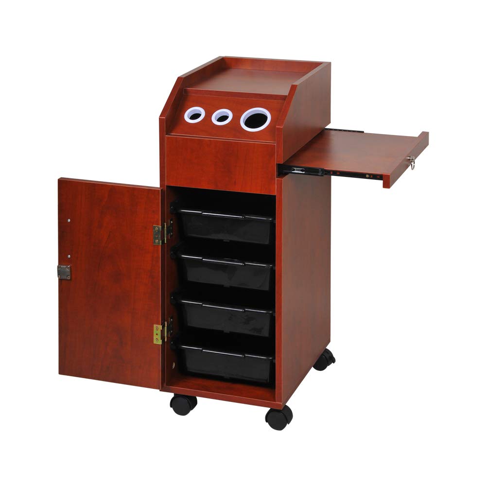 Redd Royal Salon Storage Trolley Cart for Hair Stylist with Wheels, 4 Drawers, Locks