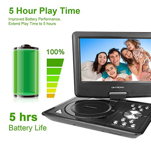 9-Swivel-Screen-Portable-DVD-Player-with-5-Hour-Built-In-Rechargeable-Battery-18M-Car-Charger-and-Power-Suppler-Remote-Control-SD-Card-Slot-and-USB-Port-by-ONTROWA--Black