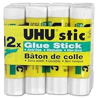 UHU Stic Permanent Clear Application Glue Stick, 0.29 oz, 12 Sticks per Pack (99450)