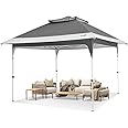 Quictent 12'x12' Pop up Gazebo Canopy Tent, One Person Set up Portable Instant Folding Shelter, Outdoor Canopy Tent with Extra Shade for Backyard, Patio, Party - Grey