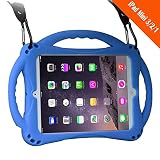 iPad Mini Case Kids Shockproof Handle Stand Cover&(Tempered Glass Screen Protector) for iPad Mini, Mini 2, Mini 3 and iPad Mini Retina Models (Blue)