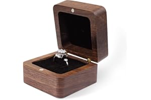 WisePoint Personalized Wooden Ring Box, Mini Engagement Ring Holder Box with Single Slot, Square Wedding Rings Box for Rings, Elegant and Retro RingHolder Box for Wedding, Ceremony (black)