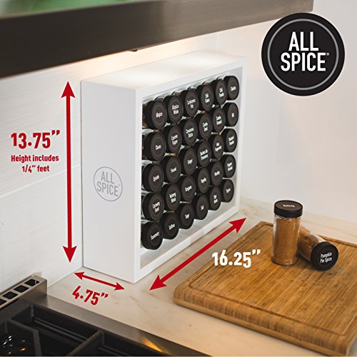 AllSpice Wooden Spice Rack, Includes 30 4oz Jars- Maple (Certified Refurbished)