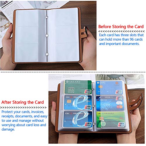 RFID Credit Card Holder, Leather Business Card Organizer with 96 Card Slots, Credit Card Protector for Managing Your Different Cards and Important Documents to Prevent Loss or Damage (Black) - Thumbnail 6