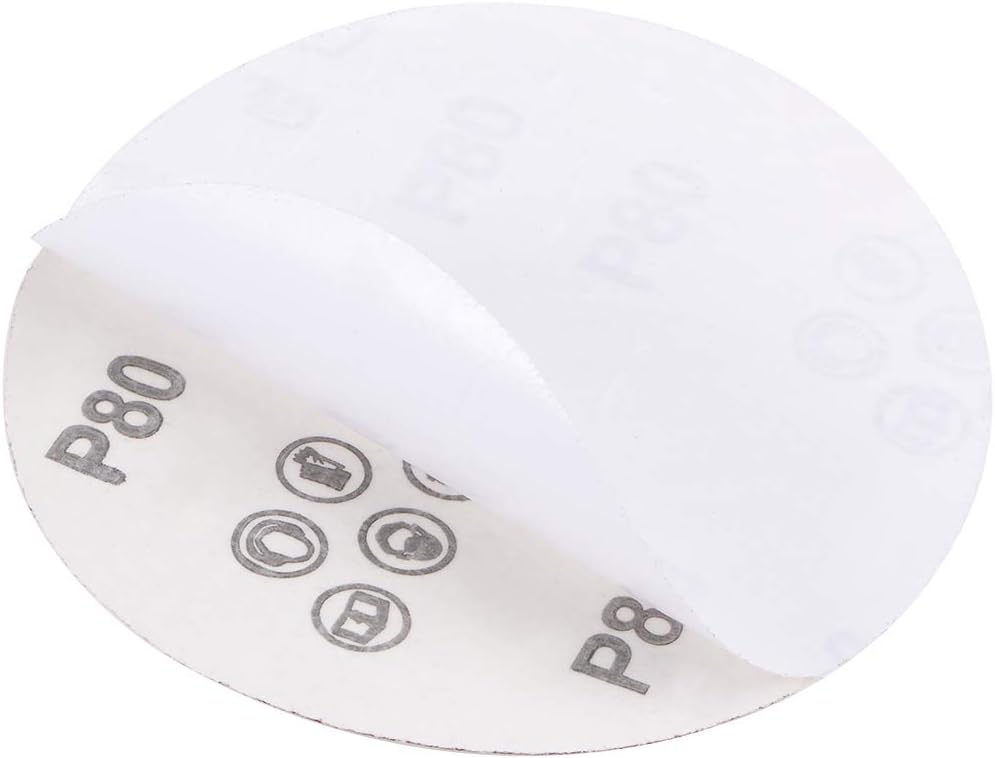 uxcell 5-Inch PSA Sanding Disc Aluminum Oxide Adhesive Back Sandpaper 80 Grit 20 Pcs - - 