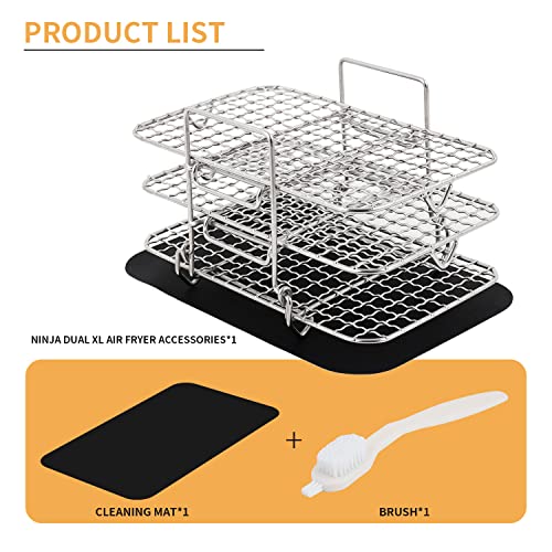 Air Fryer Rack Compatible with Ninja Dual Air Fryer, Food Safe Stainless Steel MultiLayer