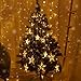 Areskey Star Christmas Lights,138 LED 12 Star Curtain String Lights,Waterproof Star Lights Decorative Bedroom Indoor Outdoor Window Wedding Party Garden,8 Modes RF Remote,Warm White