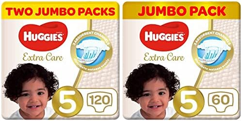 سعر Huggies Extra Care, 5, Two Jumbo Packs, 120 Diapers & Extra Care ...