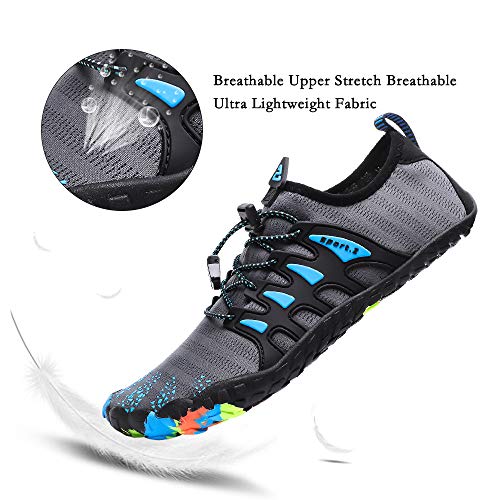 Womens Mens Kids Water Shoes Quick-Dry Aqua Socks Barefoot Shoes for Swim Surf Grey C 10 M US Women/9 M US Men - Thumbnail 2
