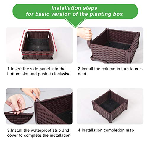 BAOYOUNI,Rechteckig Angehoben Garten Bett Kit Innen Outdoorbereich Kunststoff Pflanzgefäß Grow Box für frisches Gemüse… – Bild 7