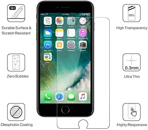 Tempered Glass Protector for Apple iPhone 7 8 [Pack of 2] Dosmung Tempered Glass Film for iPhone 7 8 3D Touch Compatible for Protection; One Concave Mirror for protection against water, dust, scratches and fingerprint Screen Protector for iPhone 7/8