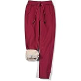 utcoco Women's Athletic Fit Thicked Fuzzy Sherpa Lined Warm Drawstring Tapered Jogger Sweatpant