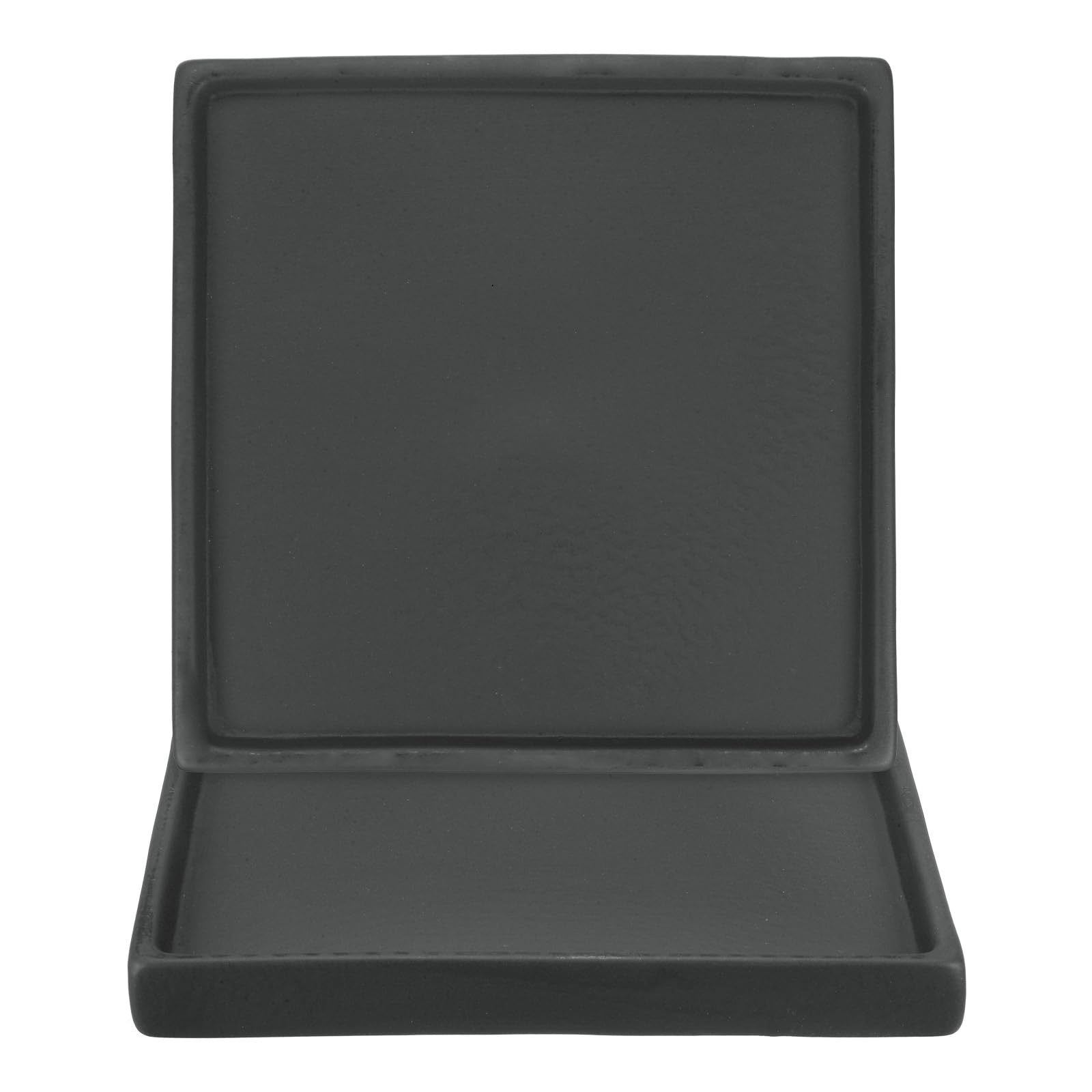 M METERXITY 2-Pack Ceramic Plant Saucer, 6.3 Inch Plant Water Catcher Tray, Plant Pot Saucers for Indoor/Outdoor Plants/Flower Drainage Drip Water Tray [Square Black]