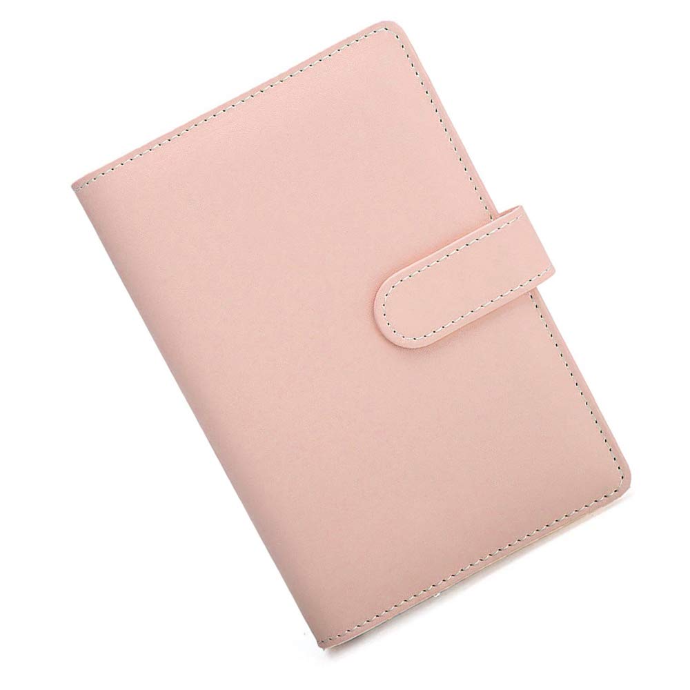 SUPERTOOL A5 Notebook Cover Leather 17.5x23cm Ring Binder Notebook Cover Soft Refillable Notebook Cover for Diary Travel Journal Gifts (Pink)