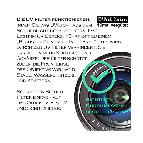 UV Filter Slim 67 mm XMC Digital weildesignesign Germany mit Objektivschutz, blockt ultraviolettes Licht, Frontgewinde, 16 Fach vergütet, Filterbox (UV Objektivschutz Filter 67mm) – Bild 7