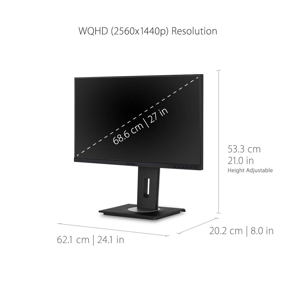 ViewSonic VG2755-2K 24 Inch IPS 1440p Monitor with USB C, HDMI, DisplayPort and 40 Degree Tilt Ergonomics for Home and Office