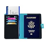 RFID Passport Holder Wallet Case - Travel Passport Cover for Women Men ( Jet Black )