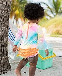 RuffleButts Rainbow Tie Dye Long Sleeve One Piece