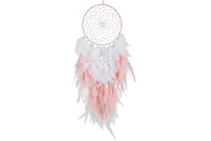 HOLSM-III Pink Dream Catchers - Chicken Feathers with Crystal Pearl, Handmade Dreamcatcher for Bedroom, Dream Catcher for Girls, Dream Catchers for Boys, Dream Catcher Wall Decor