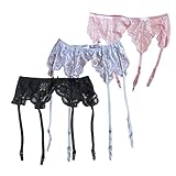 Shymay Women's Ideal Garter Belt High Waisted Lace Suspender Belt-3 Pack, Pack1, Free Size