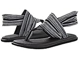 Sanuk Women's Yoga Sling 2 Flip Flop,Black/White,6