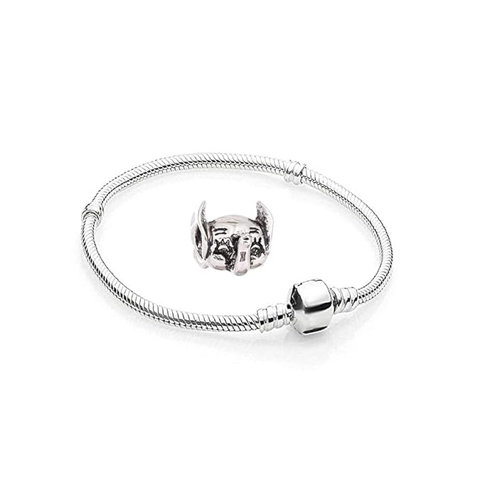 Charms Elefant Silber Farbe - 1 Armband und 1 Anhänger Edelstahl Starter Set Angebot - Damen Schmuck für bettelarmband Pandor